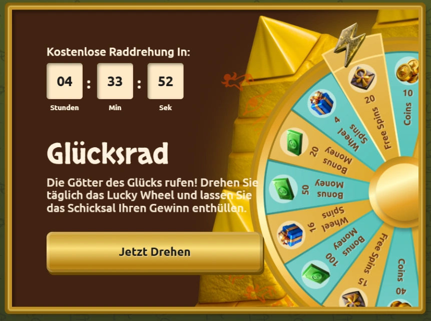 Lucky Wheel mit täglichen Bonusdrehungen im BetCleo Casino