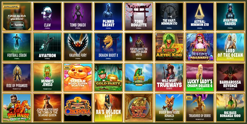 Auswahl an Spielautomaten verschiedener Anbieter im BetCleo Casino