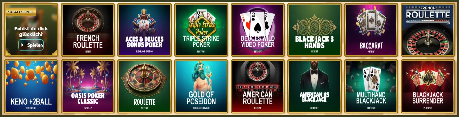 Digitale Tischspiele mit Roulette, Blackjack, Baccarat und Poker im BetCleo Casino